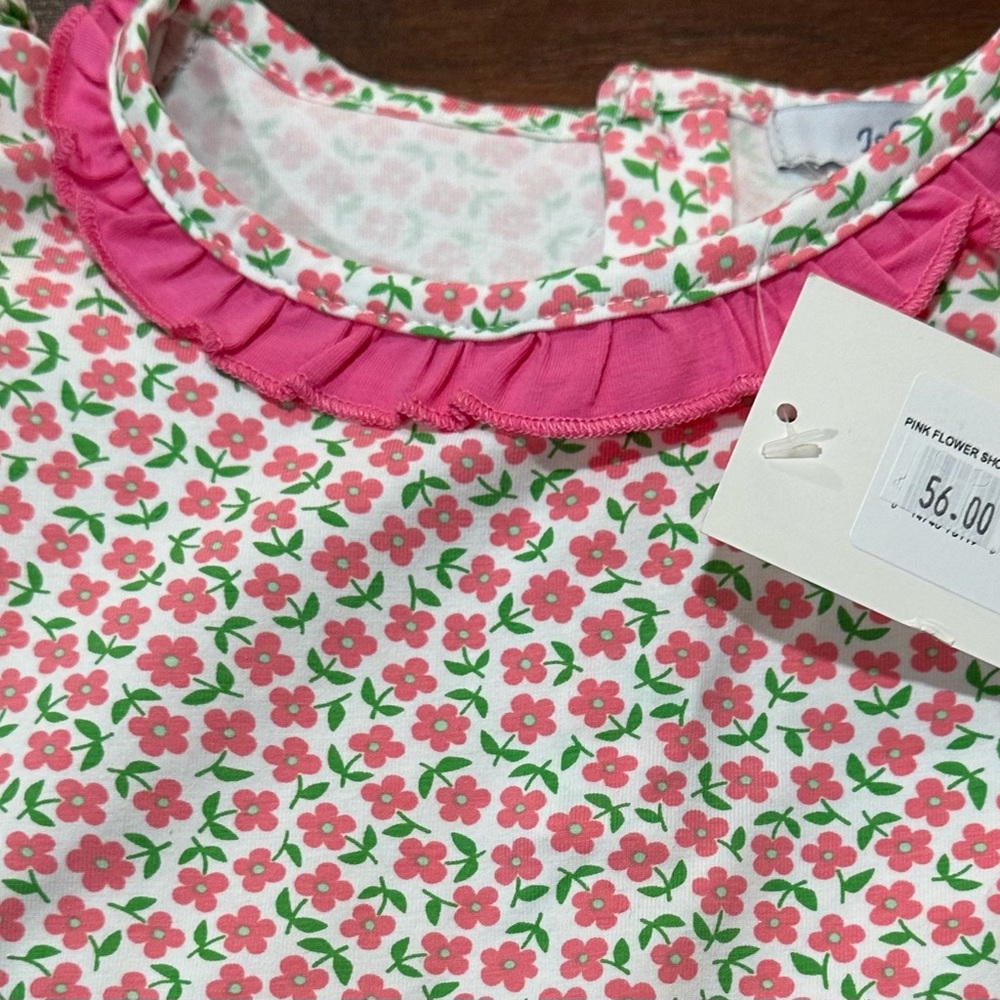 ISHTEX Pink/White Floral Girl's short set NWT size 24m/2Y - Picture 10 of 14